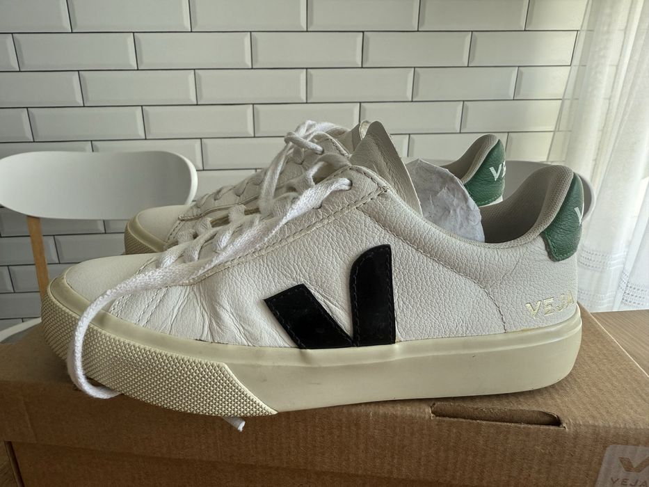 Veja Campo Chromefree Leather Sneaker White Green Black, 36