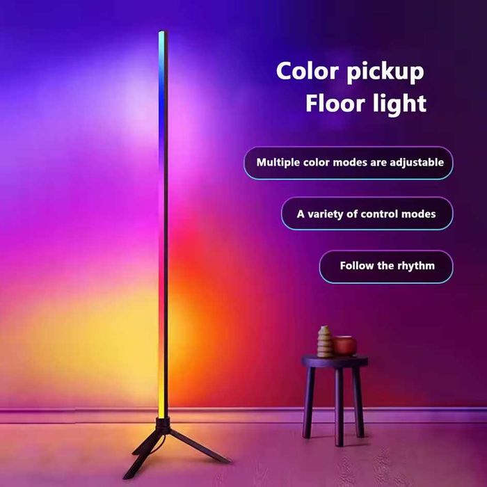 Candeeiro Vertical LED RGB Tubo com sensor música + Bluetooth
