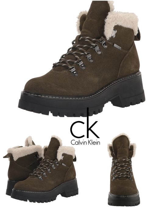 Жіночі шкіряні замшеві черевики на шнурівці оригінал Calvin Klein 39 р