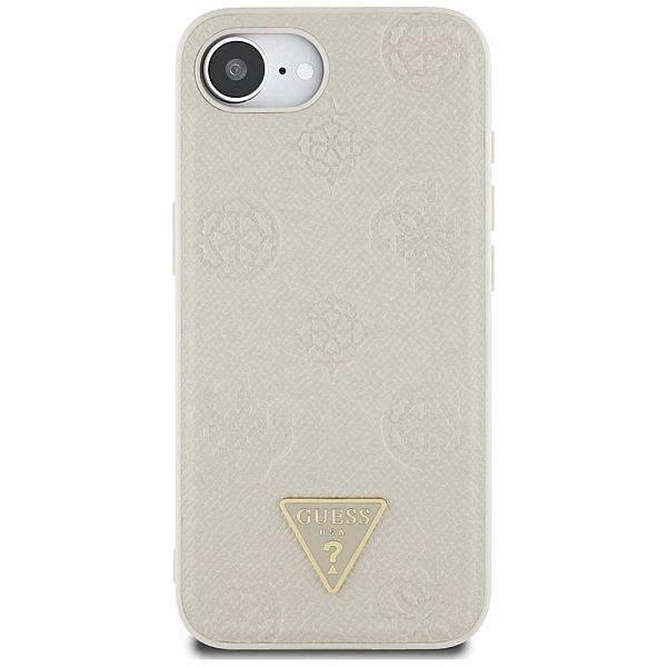 Etui Guess Grained Hot Stamp Peony Triangle Logo MagSafe na iPhone 16e