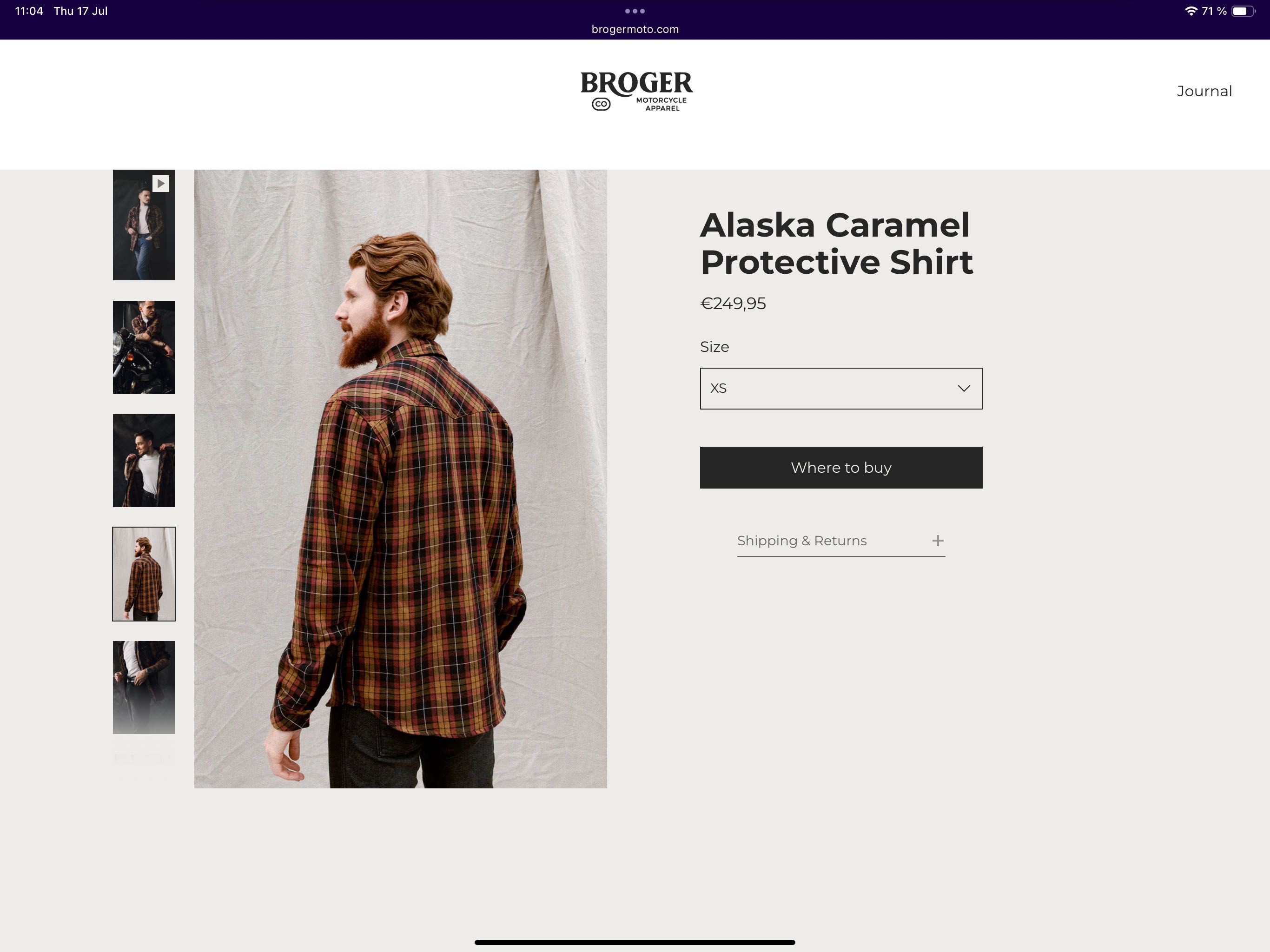 Camisa nova com proteção para moto, Broger Alaska, tam.S