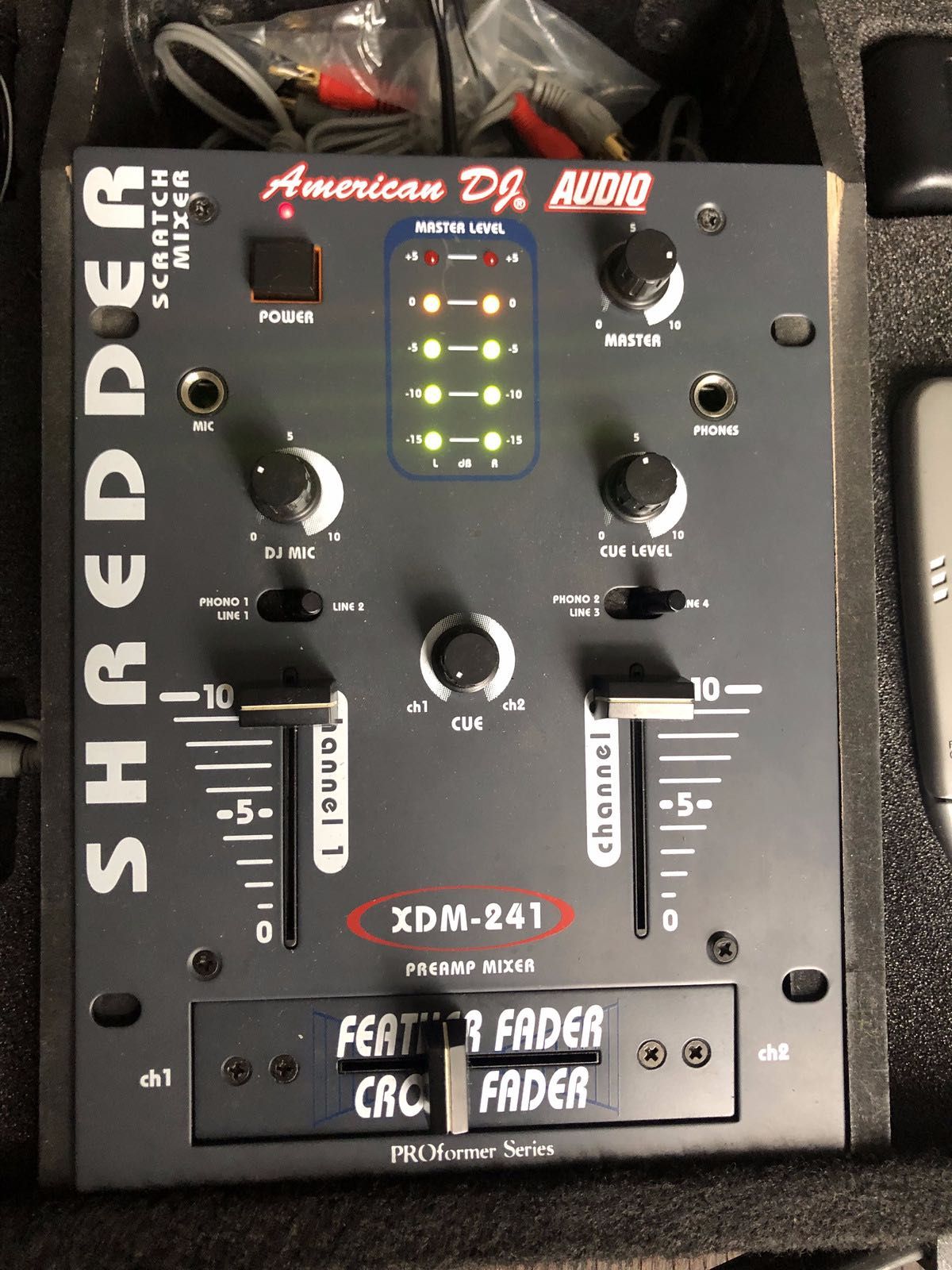 American DJ hard flight case plus XDM - 241 Shredder mixer