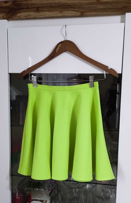 Spódnica neonowa spódniczka Topshop zielona żółta rozkloszowana
