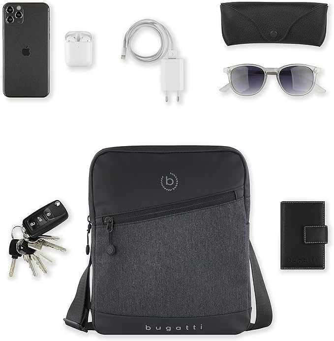 Listonoszka BUGATTI Universum Męska Mała Torba Na Ramię Czarny 23x4x27