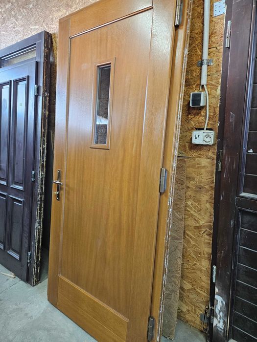 DRZWI Zewnętrzne Mahoniowe Drewniane Wejściowe 108x229cm