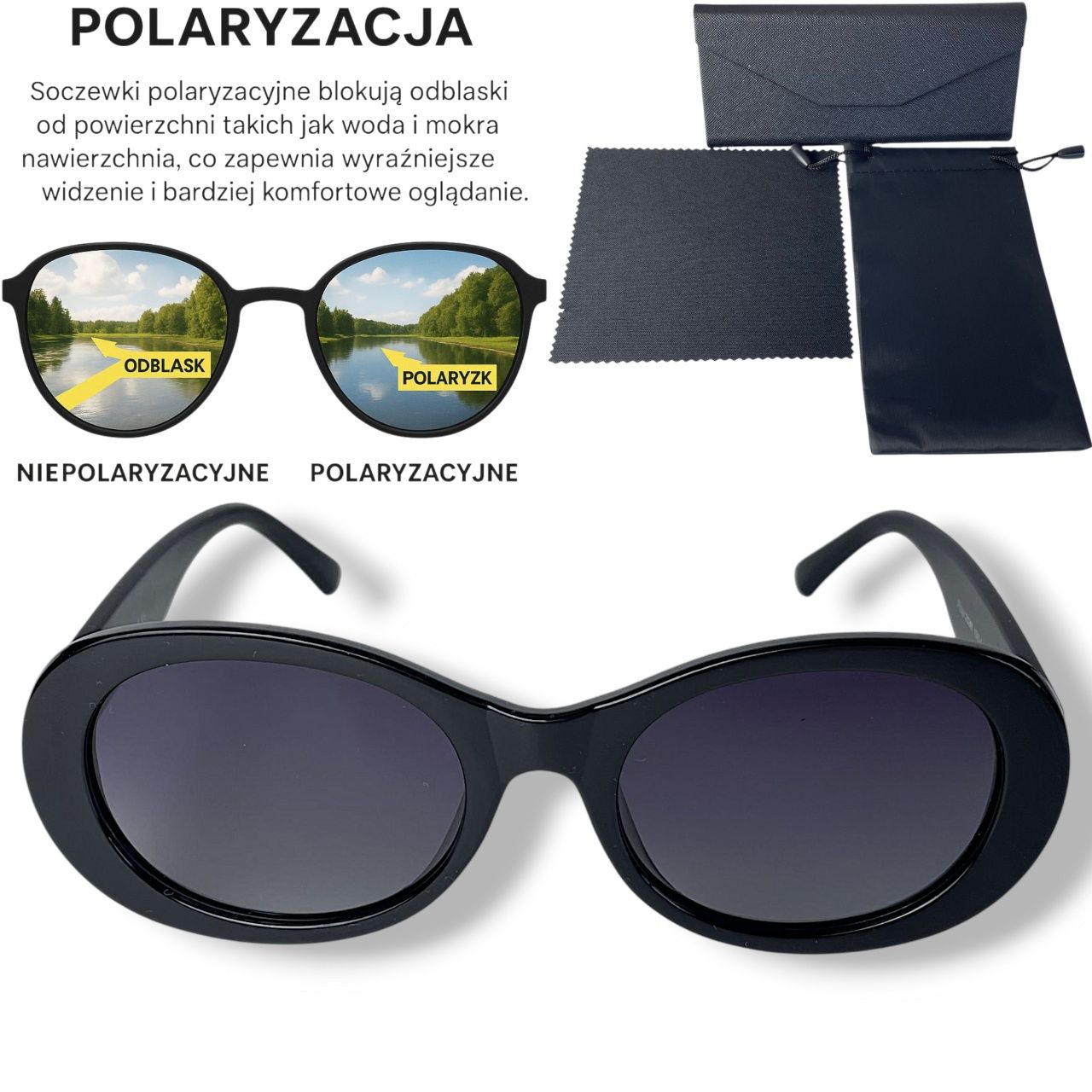Okulary przeciwsłoneczne polaryzacyjne Polarzone, zestaw w komplecie