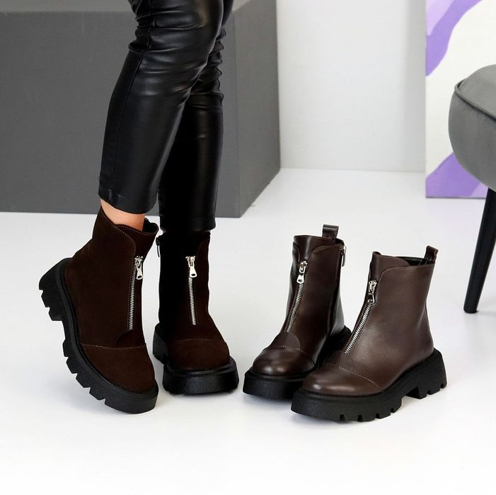 Жіночі шкіряні демісезонні черевики в кольорах