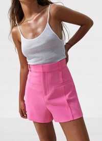 Nowe szorty Zara spodenki różowe róż 34 XS wysoki stan high waist