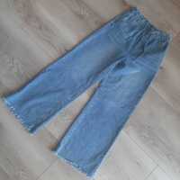 Spodnie jeansowe wyzszy stan szerokie nogawki 146-152