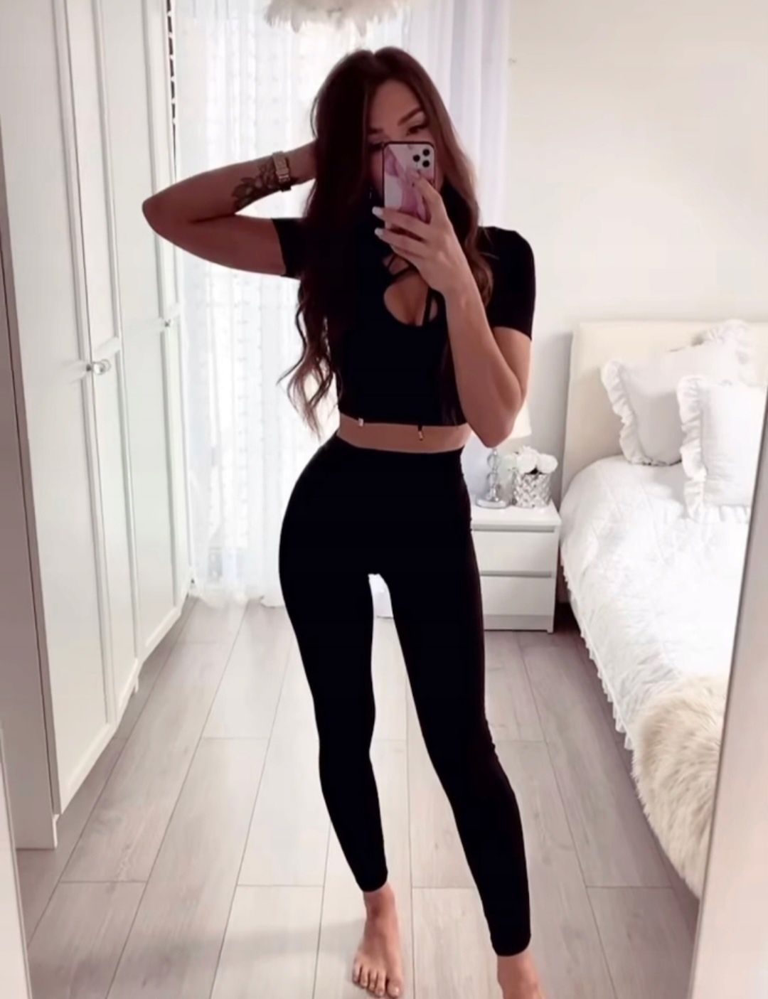 Czarny komplet La manuel top I spodnica sexi xs
