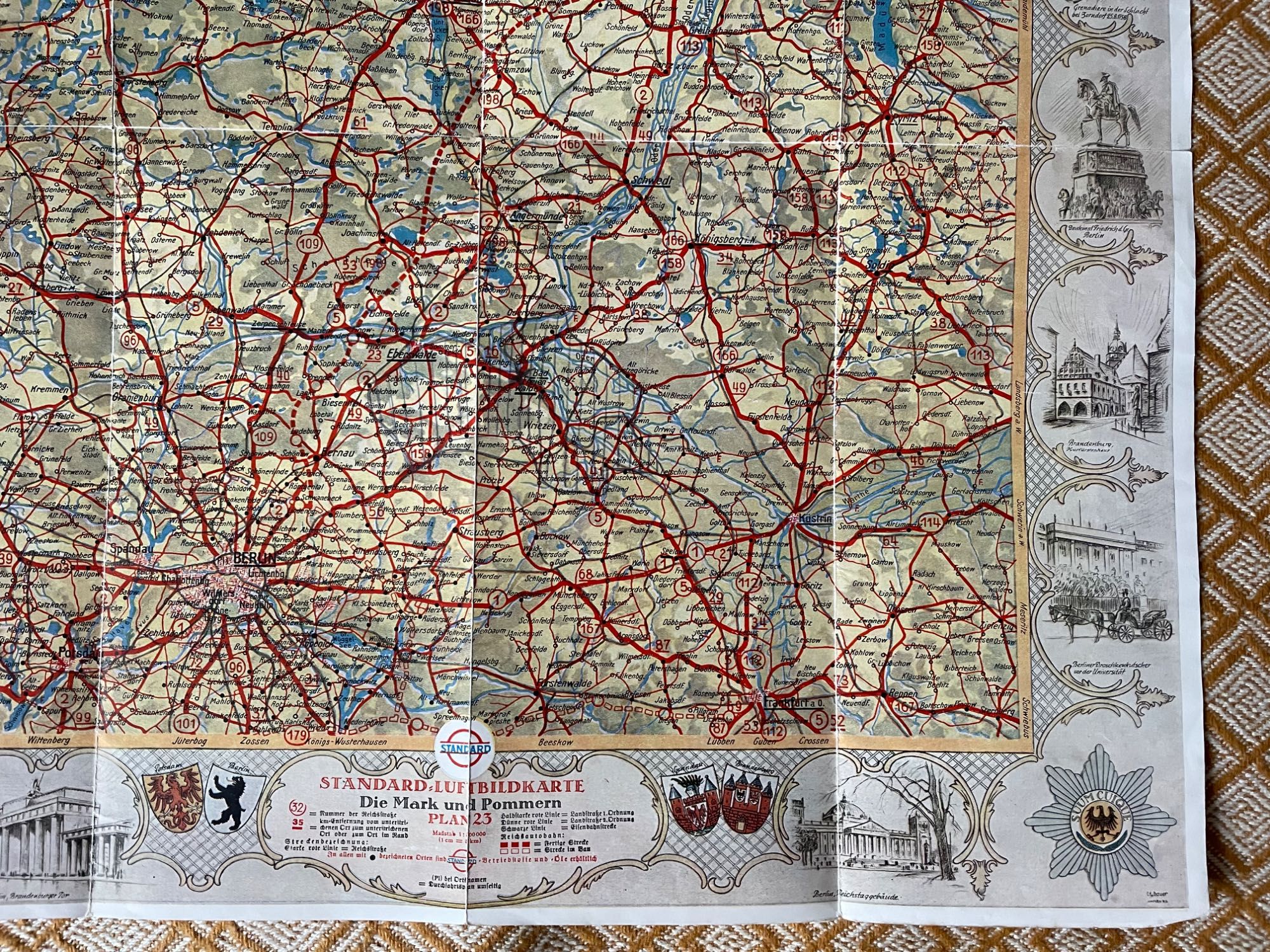 Stara niemiecka mapa turystyczno samochodowa Pomorze