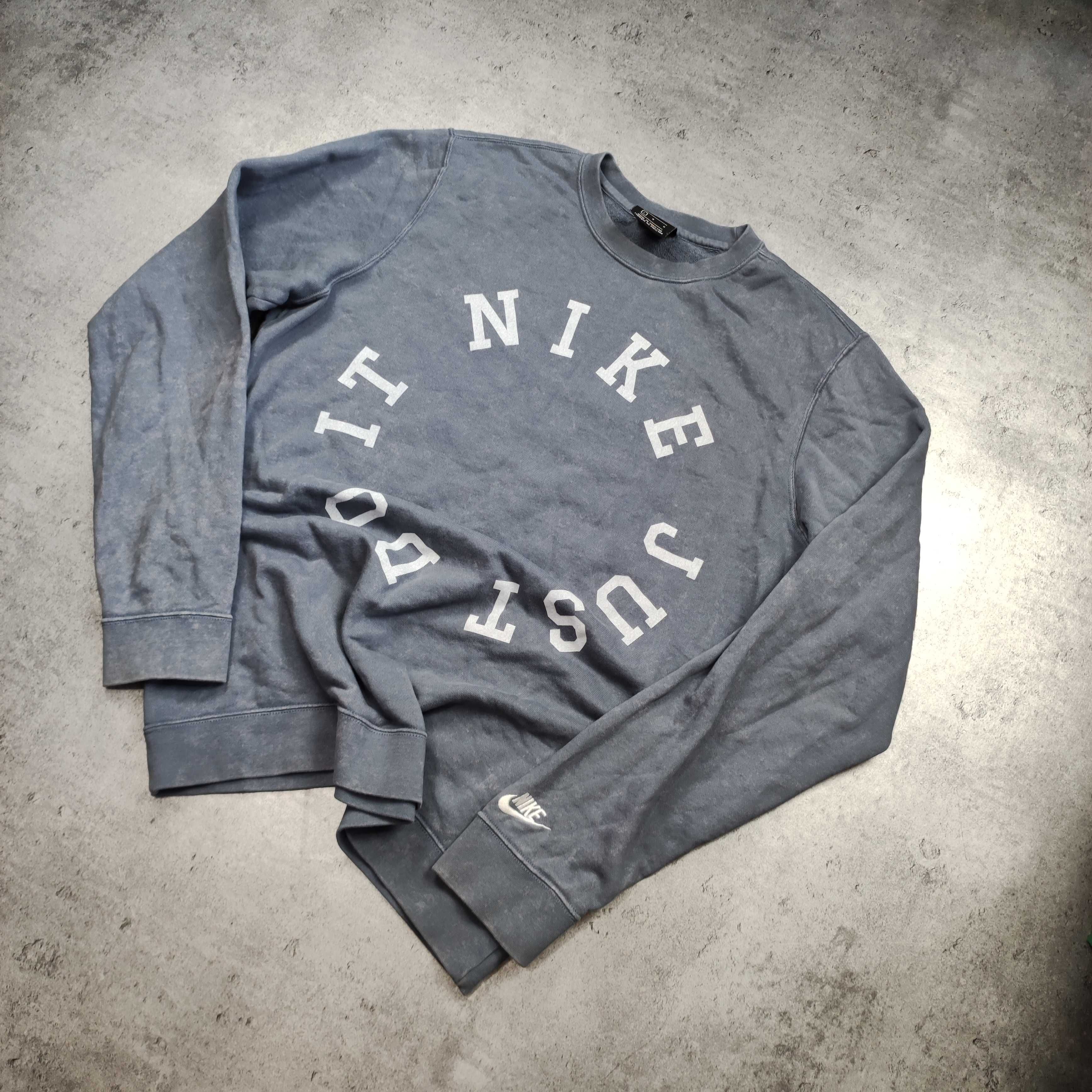 MĘSKA Bluza Nike Duże Logo Szara Tie Dye Bawełniana Crewneck NIKE