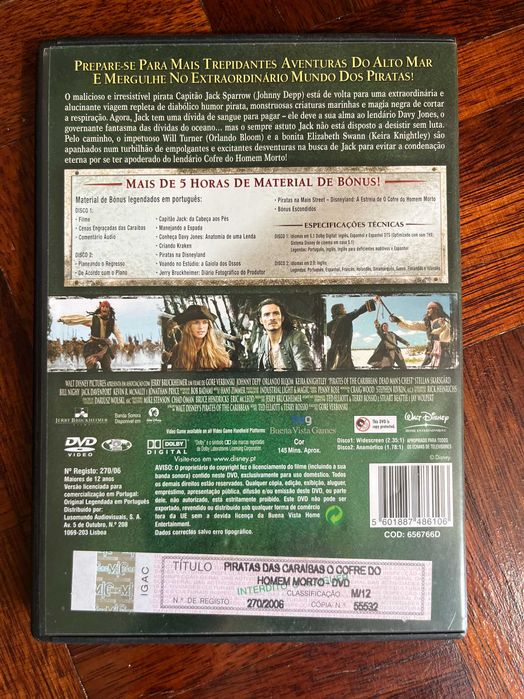 DVD Piratas das Caraíbas (Verbinski, 2006 - 07)