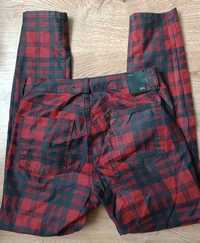 Spodnie w kratę S 36 Zara rurki skinny punk rock