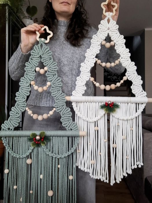 Makramowa choinka dekoracja ścienna prezent podarunek