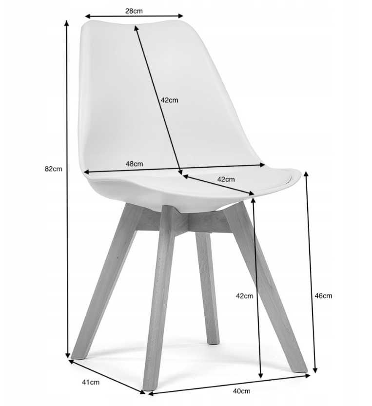 Krzesło Skandynawskie PREMIUM z PODUSZKĄ Nowoczesne białe