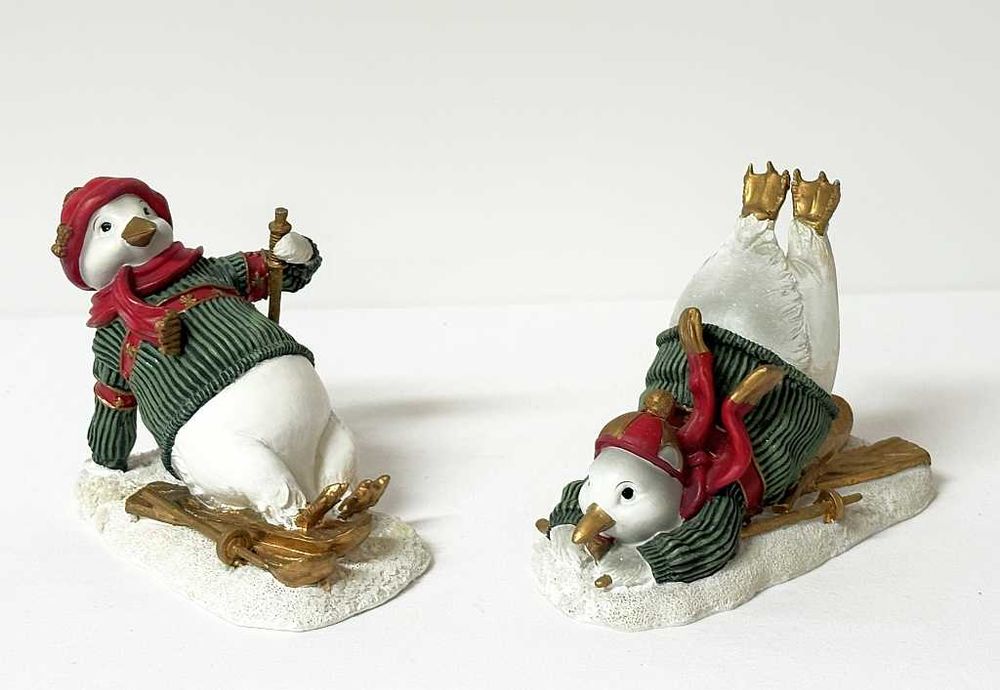 Figurki dwa Pingwiny na nartach Seneca Design 12/15cm