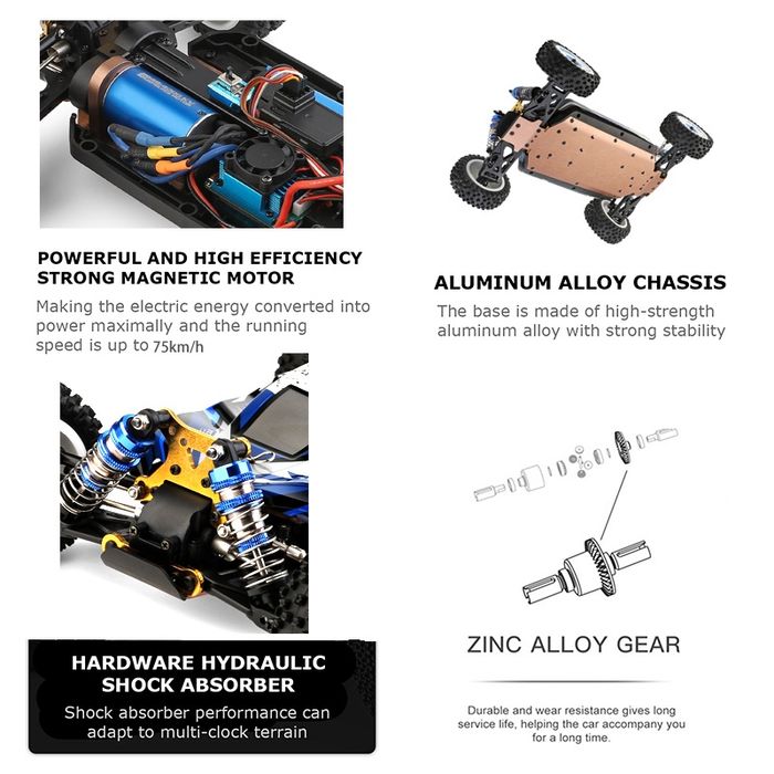 Професійна радіокерована машинка WLtoys 124017 V8 - 75км/г