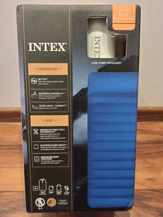 Intex 64011 Materac Dmuchany +pompka Turystyczny Kempingowy pod namiot