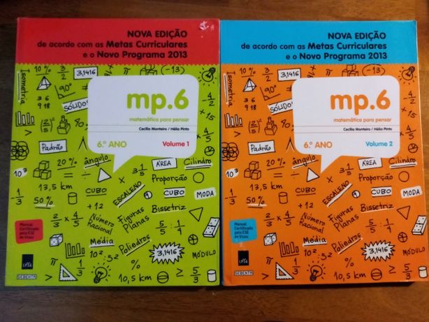 Manuais Matemática 6º ano (vol 1 e 2) "MP 6" (Vendo em separado)