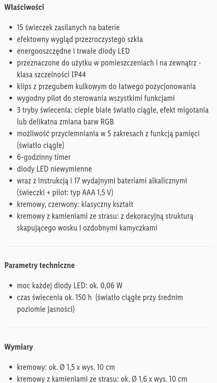 Lampki choinkowe świeczki