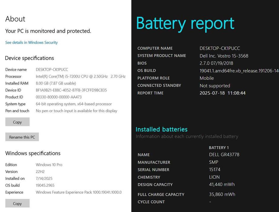 Ноутбук Dell Vostro 3568 15" I5-7200U 2.5GHz RAM 8Gb HDD 500 Gb