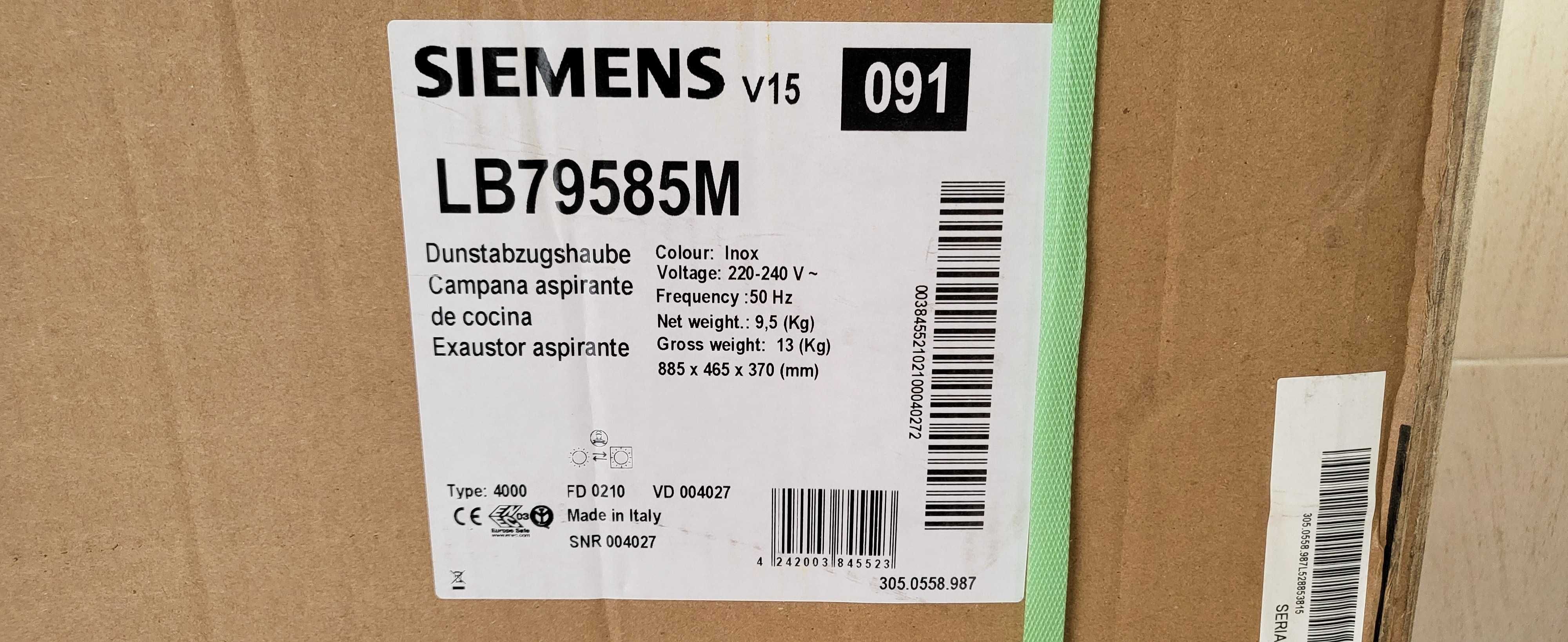 Exaustor Siemens LB89585M 86cm Classe A++, Novo