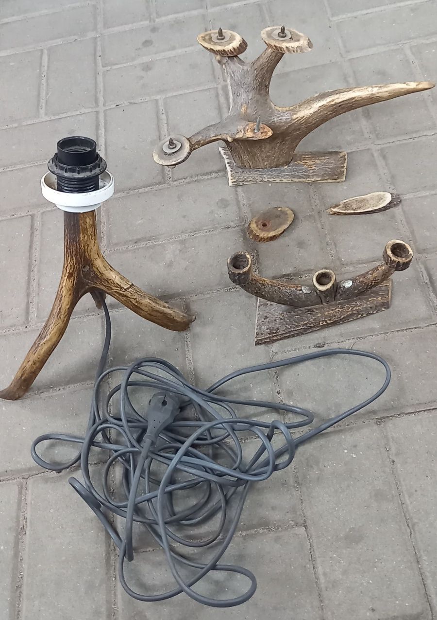 Lampa świeczniki z poroża rogi