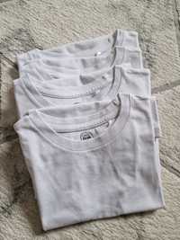 4 bawełniane białe koszulki z krótkim rękawem w roz 122 COOL CLUB