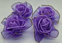 Piankowe różyczki 4,5 cm 10 szt. z jedwabiem fioletowe