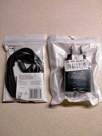 Ładowarka -3 porty USB +kabel z końcówkami typ C/ microUSB / Lightning