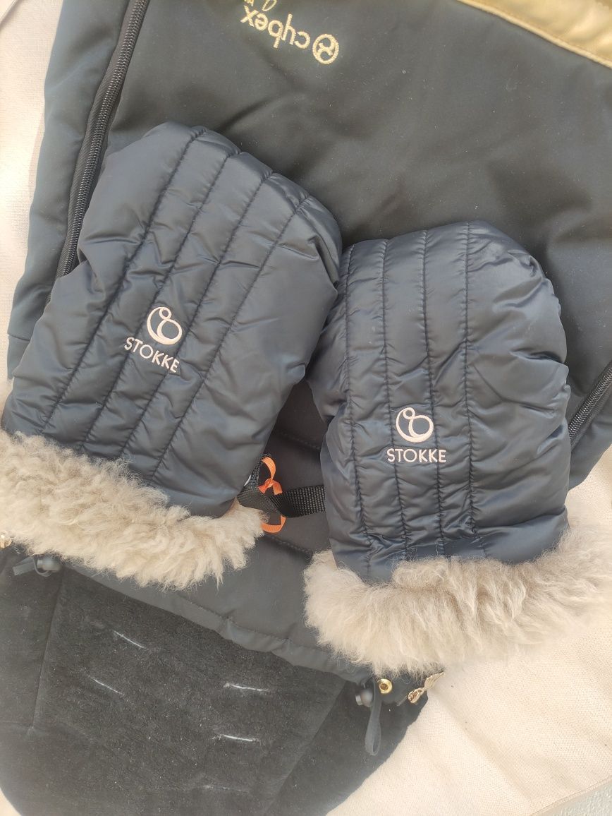 Śpiworek Śpiwór Cybex Priam Jeremy Scott, mufka + rękawice stokke