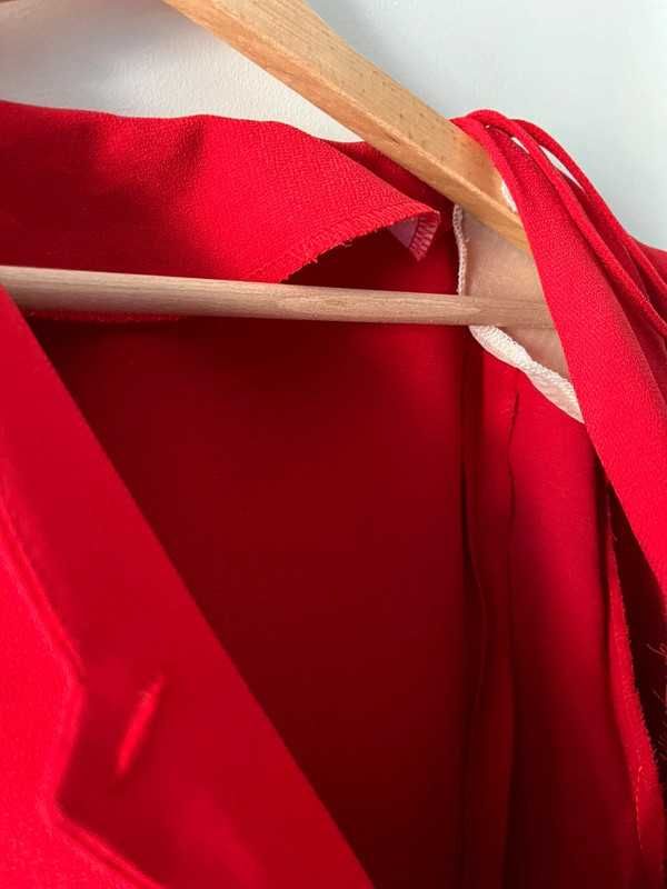 Czerwona marynarka żakiet damski z długim rękawem L XL 40 42