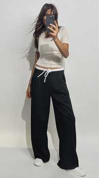Штани WIDE-LEG Zara з подвійним поясом розмір M