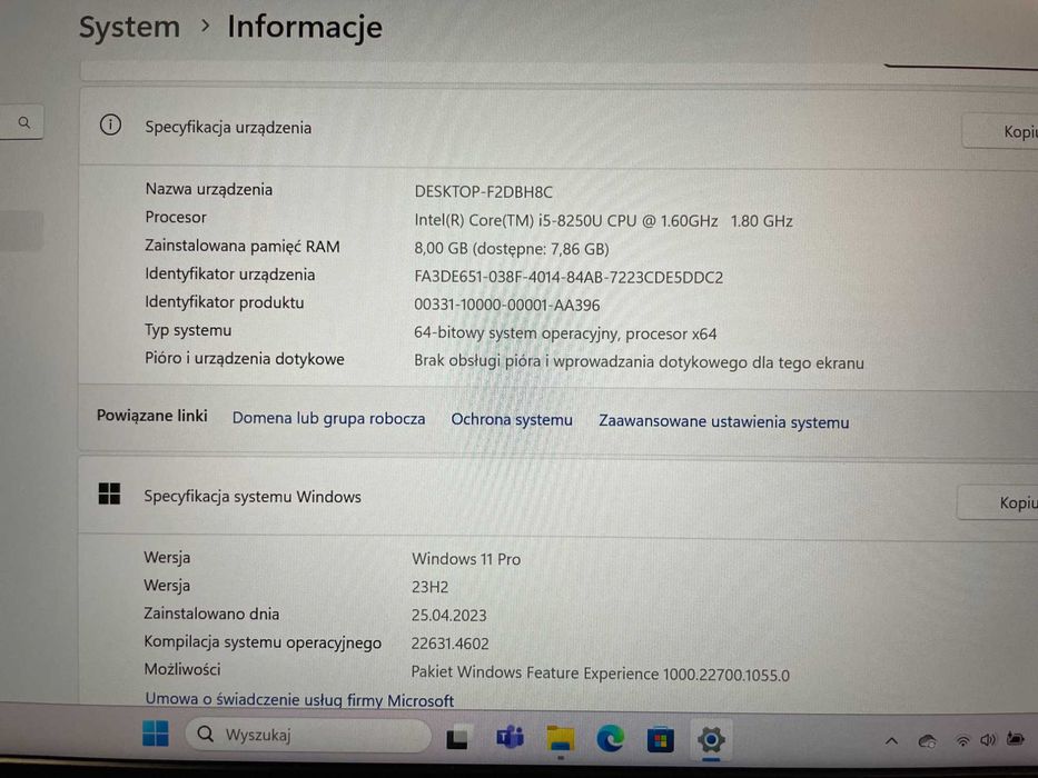 Laptop / notebook ASUS ZenBook UX430U i5-8250U WINDOWS 11 PRO