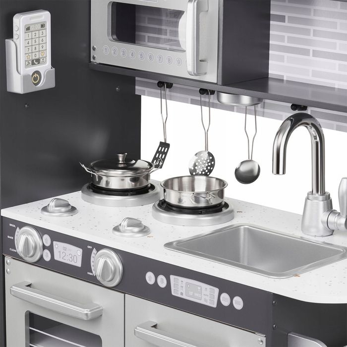 Duża Kuchnia Drewniana Dla Dzieci XXL Światło Płyta Grzewcza Pokrętła