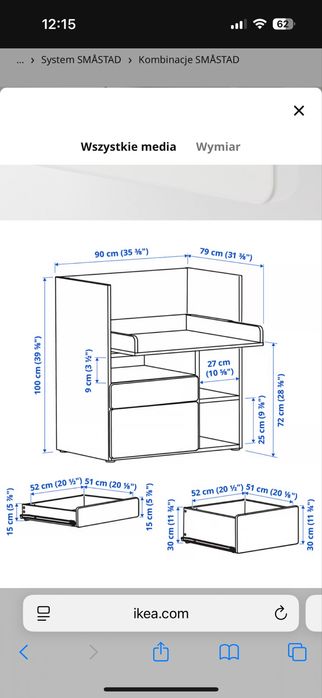 Przewijak smastad ikea 3 szuflady