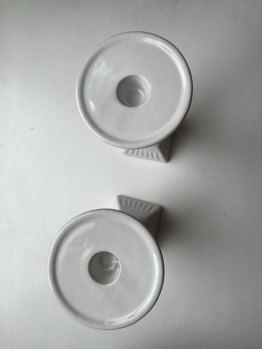 Biały świecznik ceramiczny glamour - cena za 2 szt