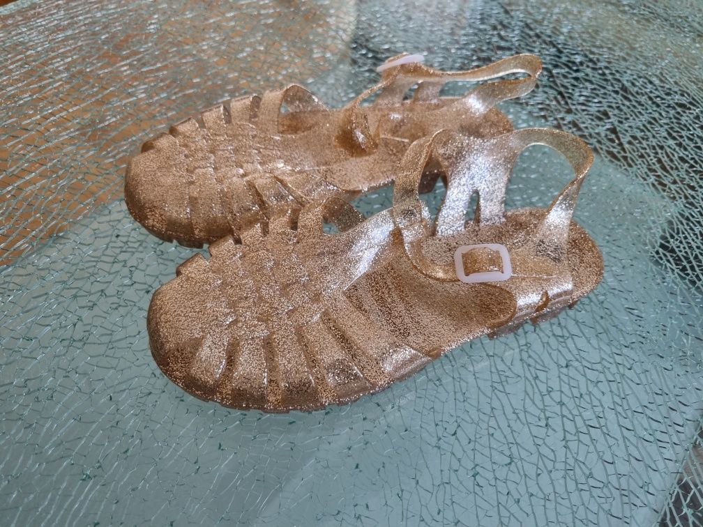 Sandały 34 meliski brokatowe River Island złote gumowe buty letnie