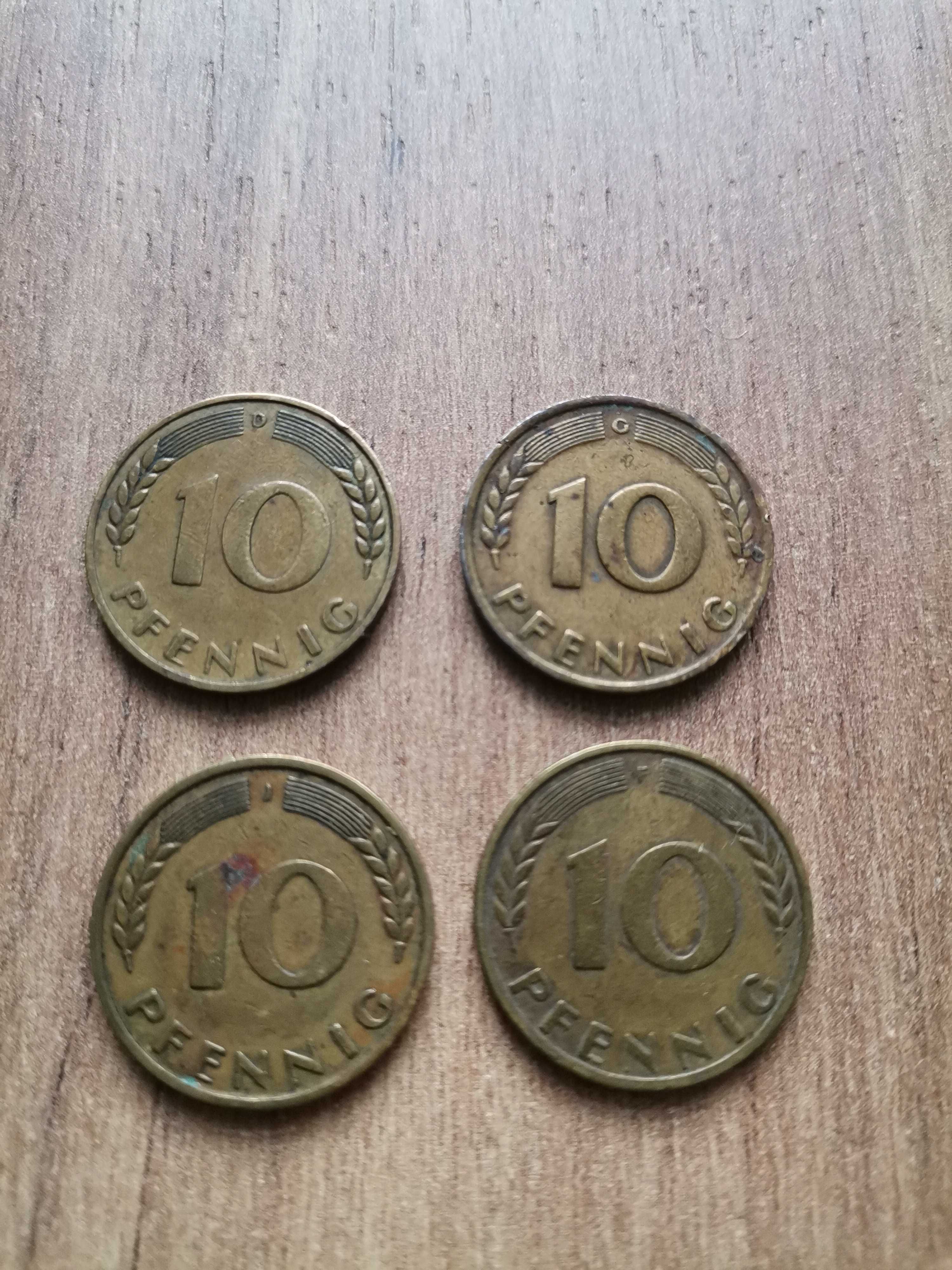 Moneta 10 Pfining bank Deutsche 1949r D rzadka i G+10 pfennig 1950 F/J