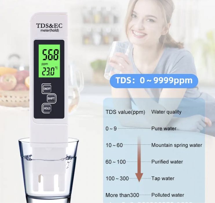 Tester de Qualidade e pureza da água e temperatura NOVO