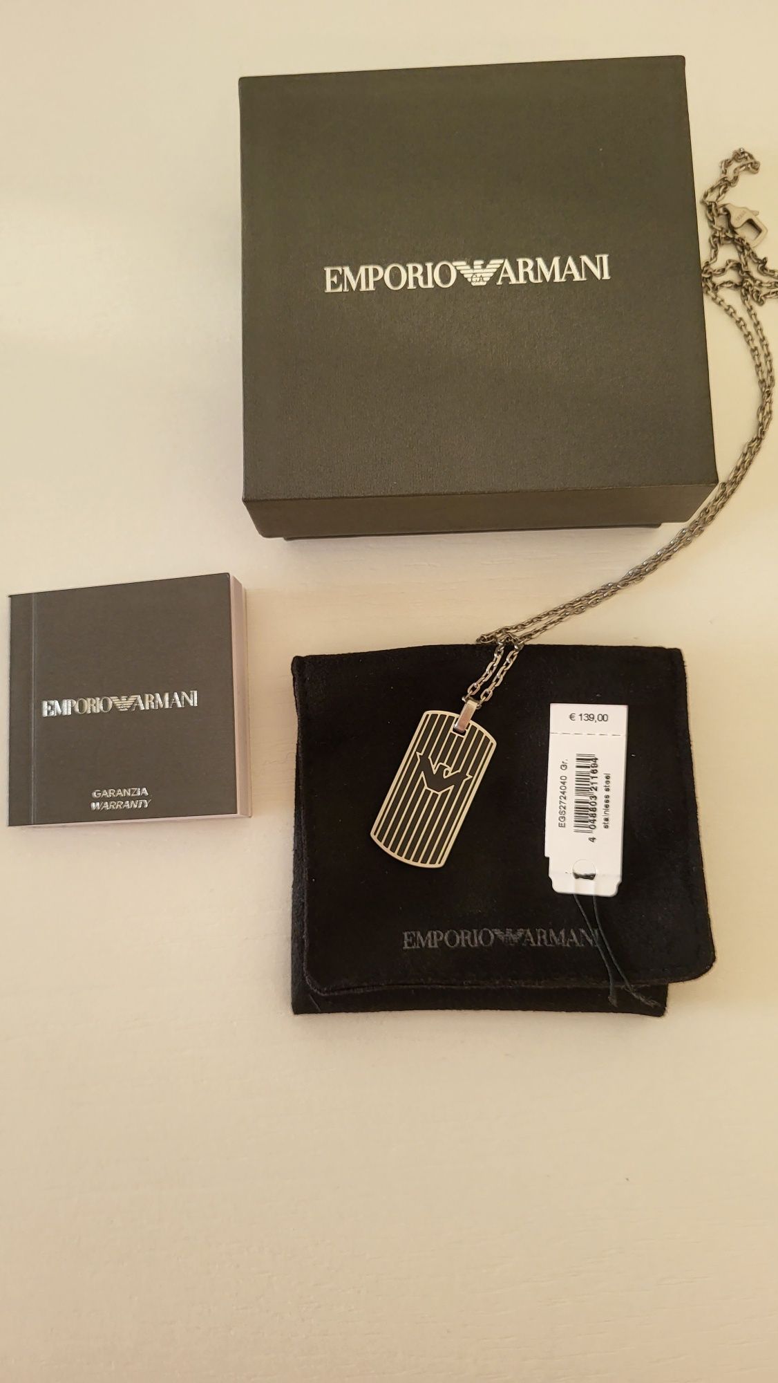 Emporio Armani wisiorek, nieśmiertelnik Emporio Armani