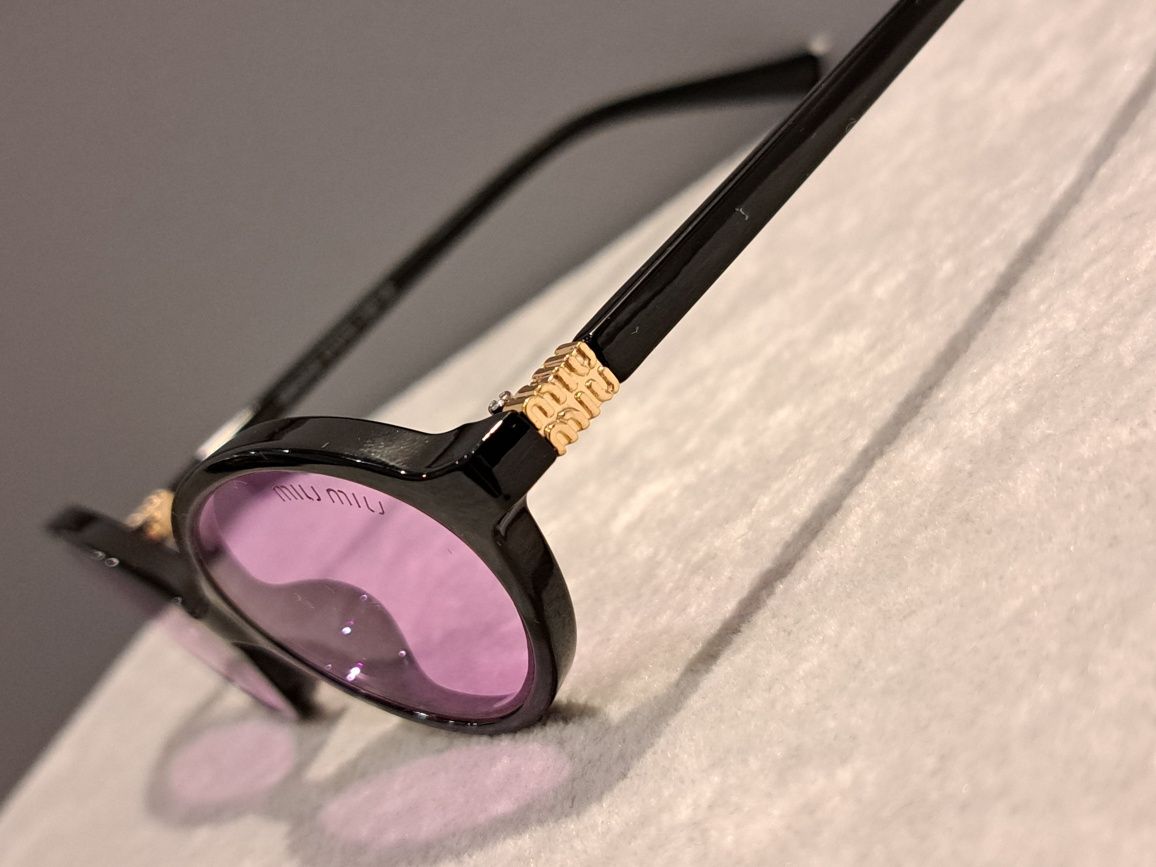 MIU MIU czarne nowe okulary przeciwsłoneczne jajeczka fioletowe