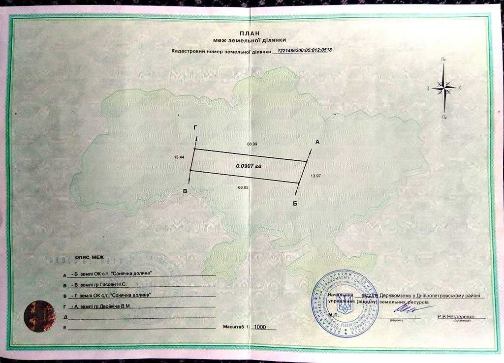 Недорого , торг ! Документы готовы ,участок пригород  г. Днепр ,