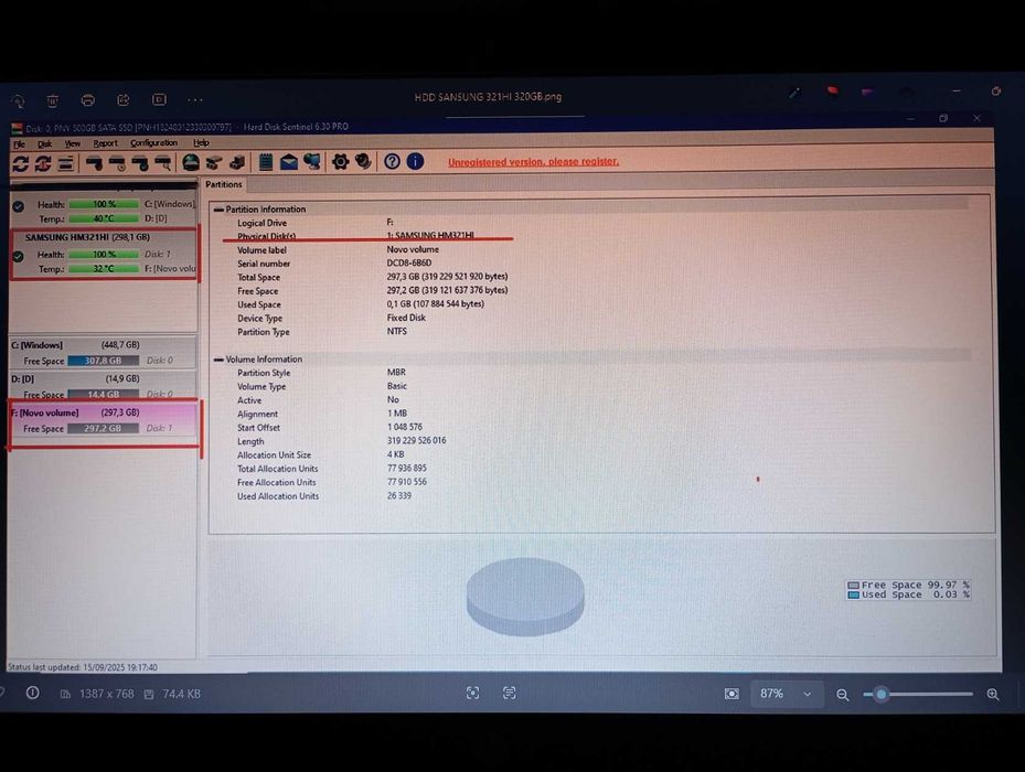 Disco rígido para portátil 320gb hdd Samsung