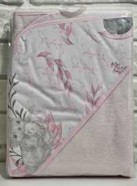 MimiNu, okrycie kąpielowe termofrotta+bawełna, 100x100 cm róż