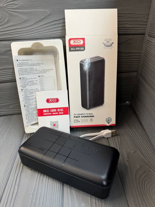 XO Power Bank 2USB+Type-C QC&PD3.0 22.5W 30000mAl +Фонарик Гарантія 6м