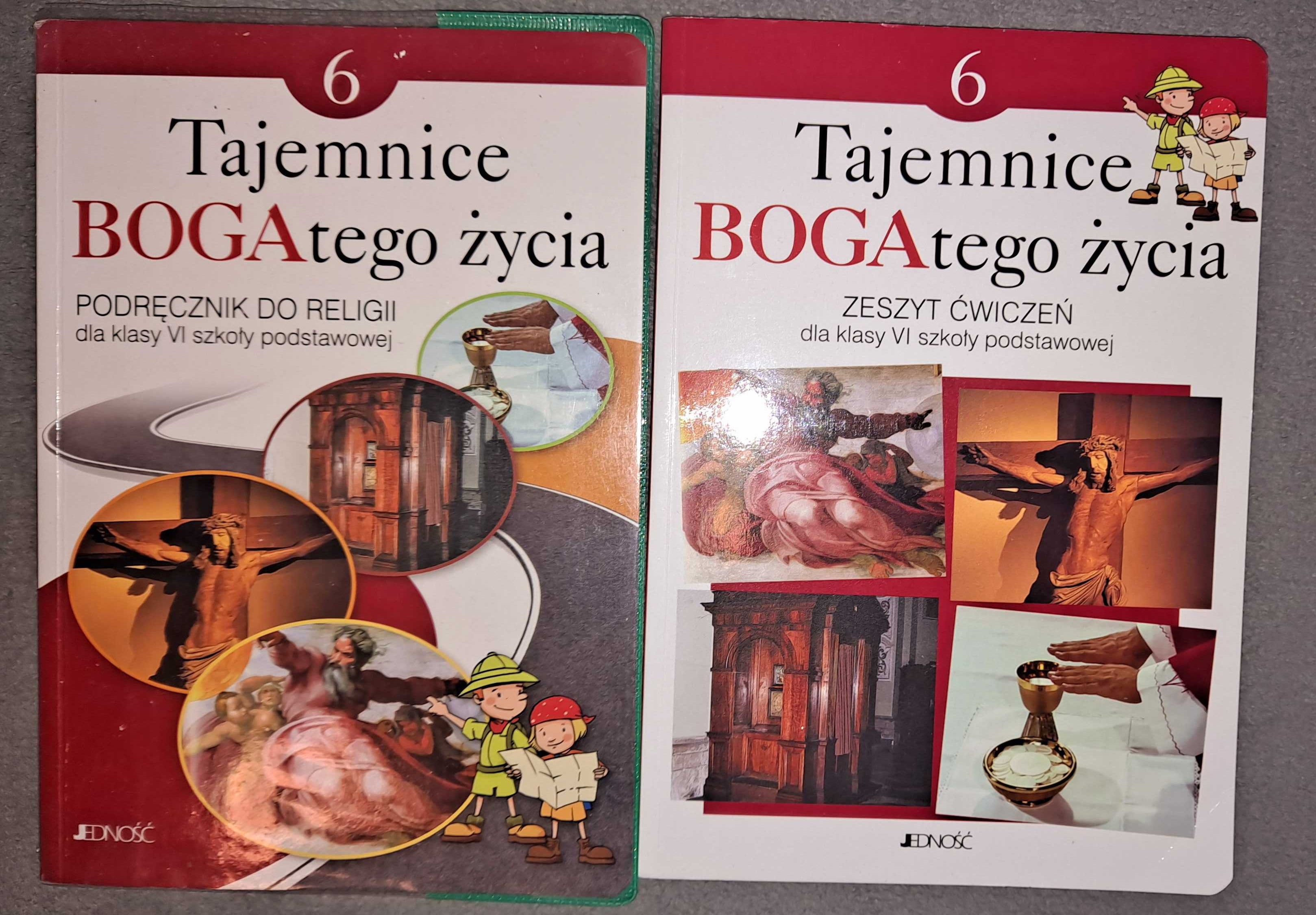 Podręcznik i zeszyt ćwiczeń do religii - kl.6.
Wydawnictwo Jedność.