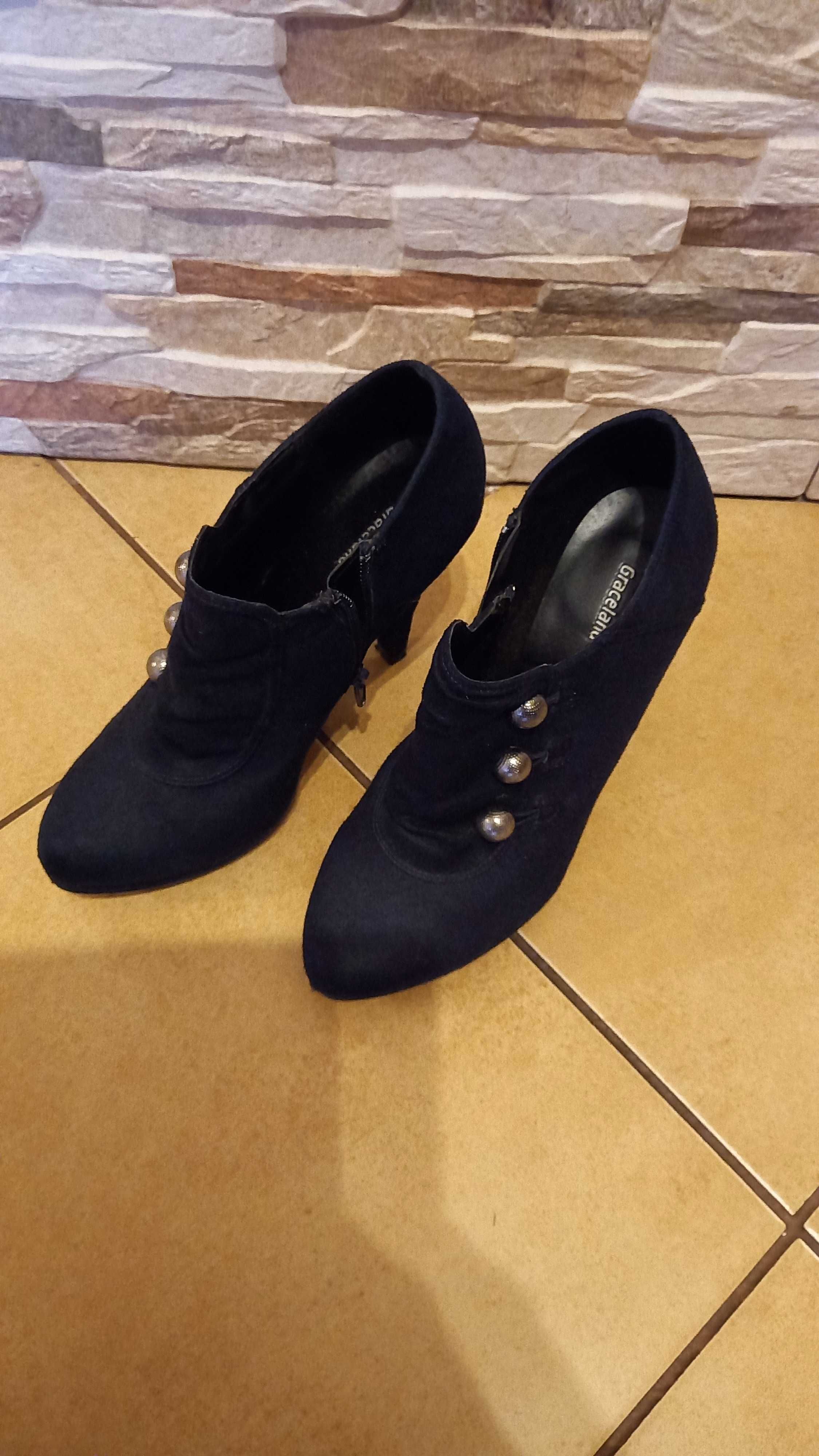 Buty damskie botki obcas granatowe rozmiar 39