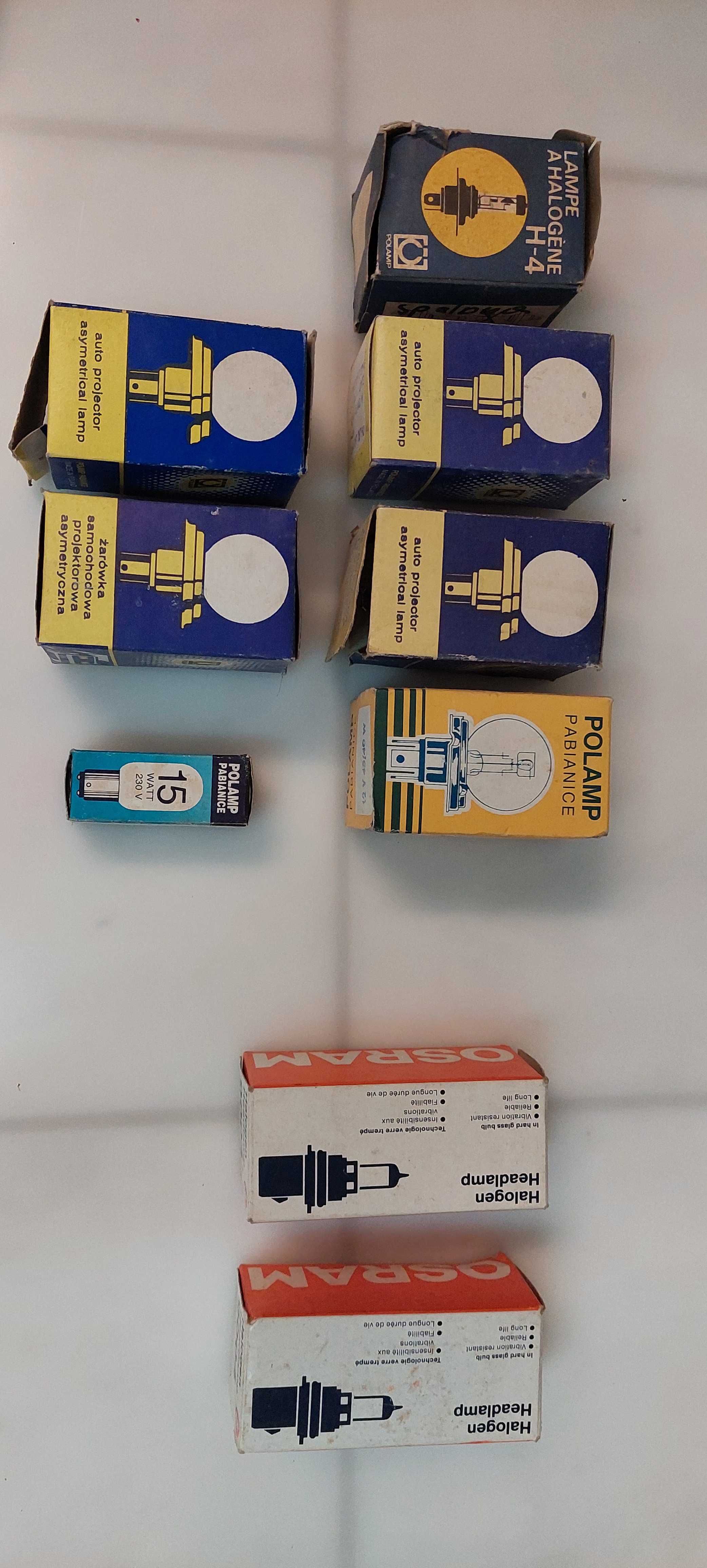 Zestaw żarówek samochodowych PRL, OSRAM, Tesla, Tungsram